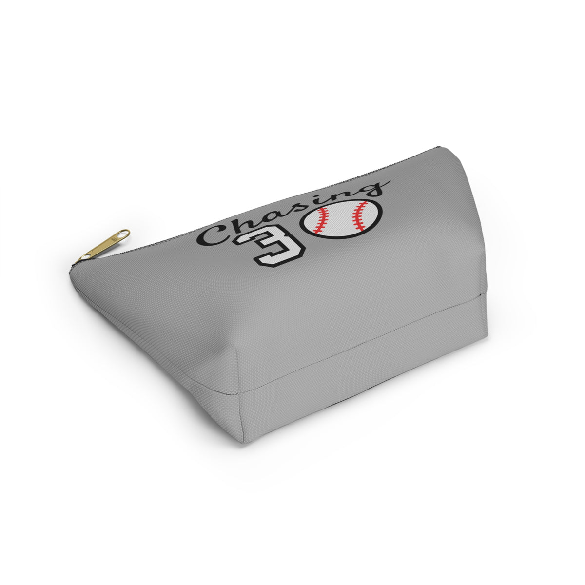 Chasing 30 Gray Zippered Pencil Cosmetic Pouch