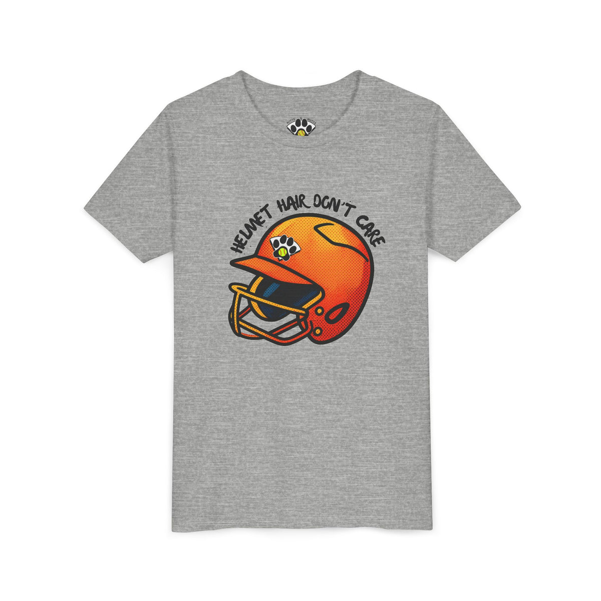 Youth Softball Helmet Hair Short Sleeve  Tee