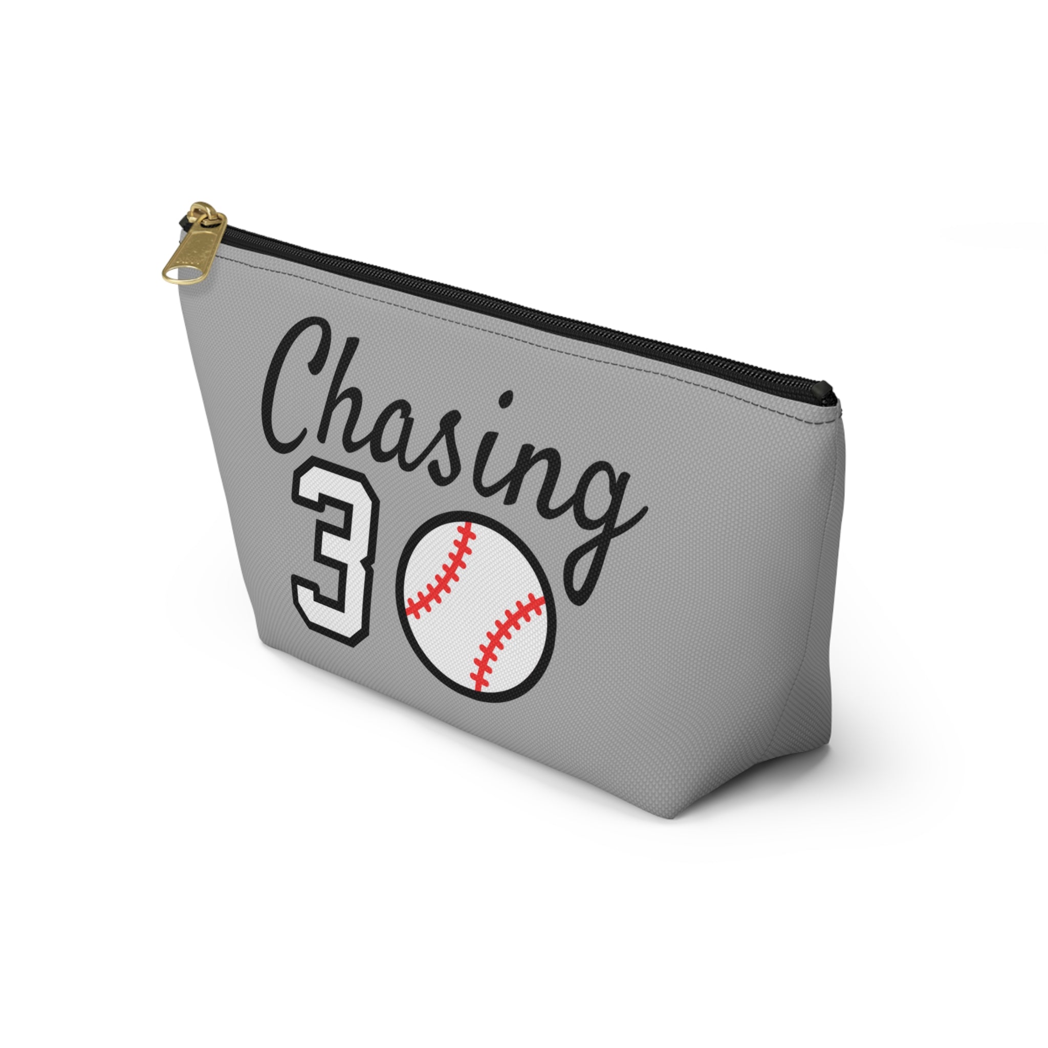 Chasing 30 Gray Zippered Pouch