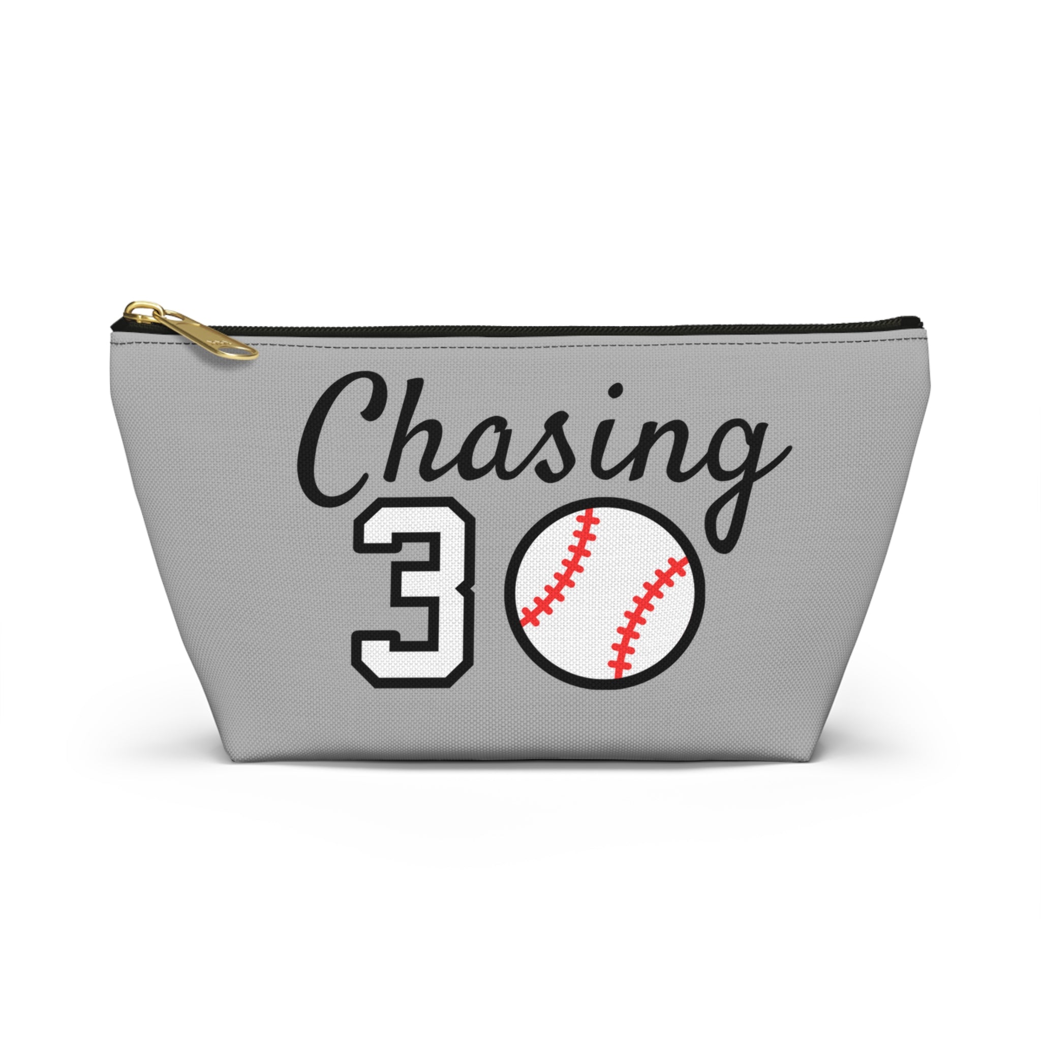 Chasing 30 Gray Zippered Pouch