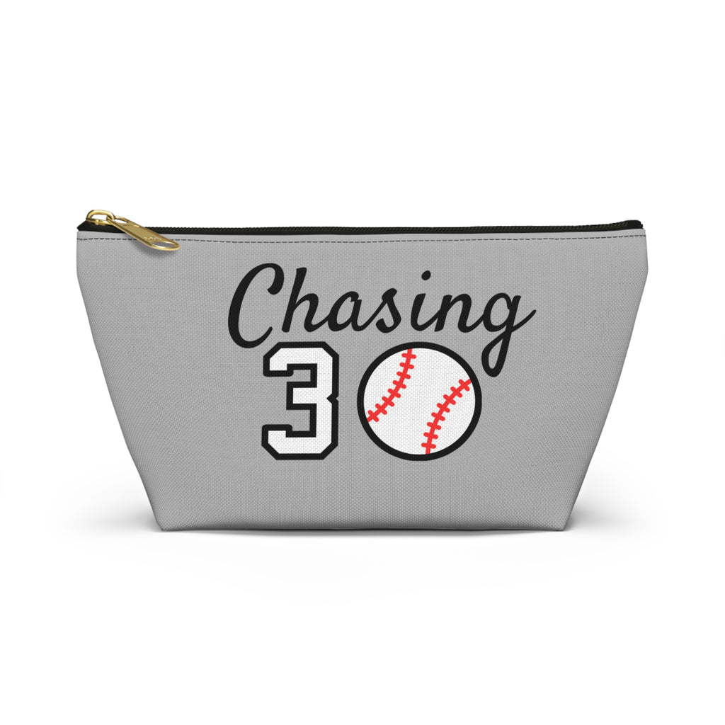 Chasing 30 Gray Zippered Pencil Cosmetic Pouch