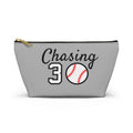 Chasing 30 Gray Zippered Pencil Cosmetic Pouch