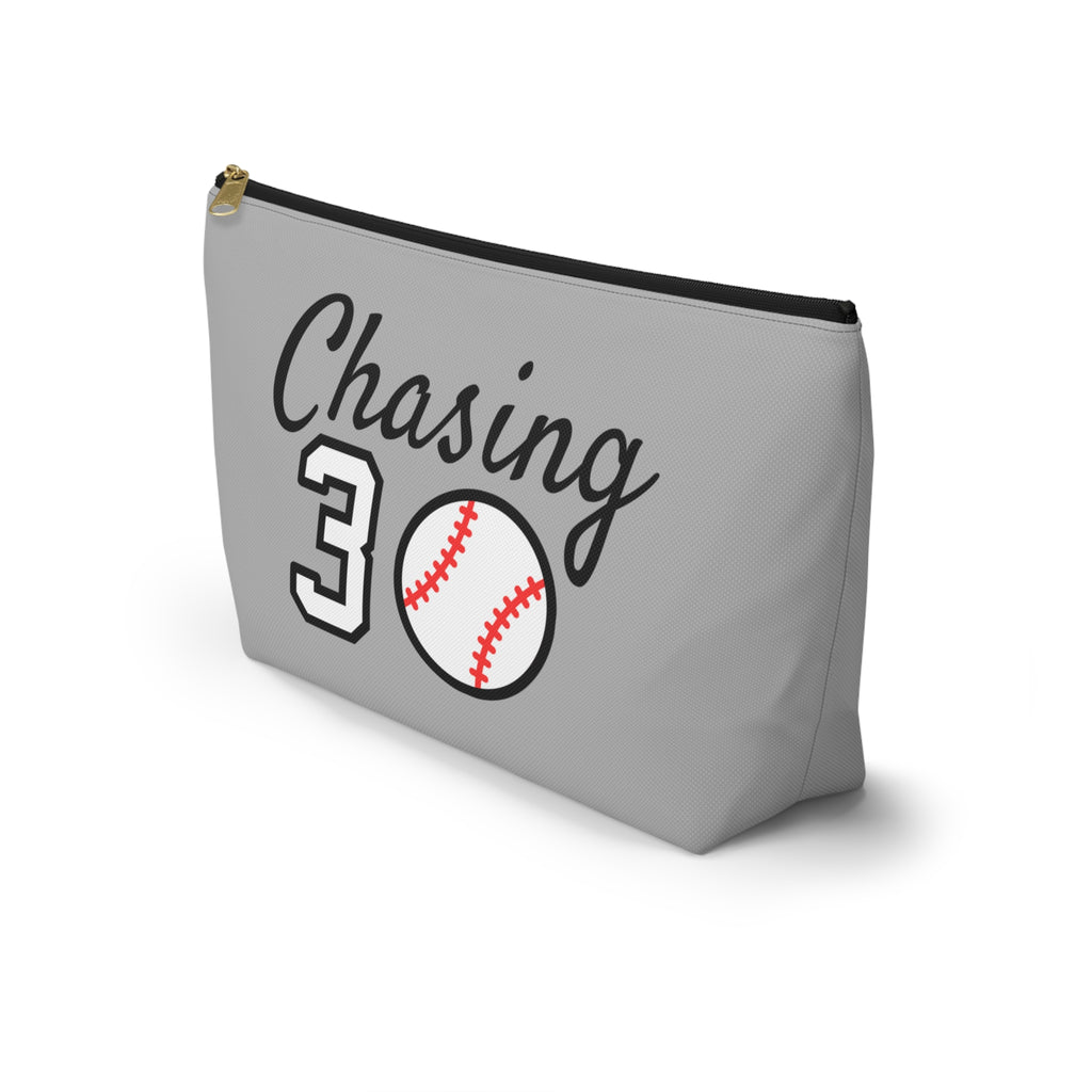 Chasing 30 Gray Zippered Pouch