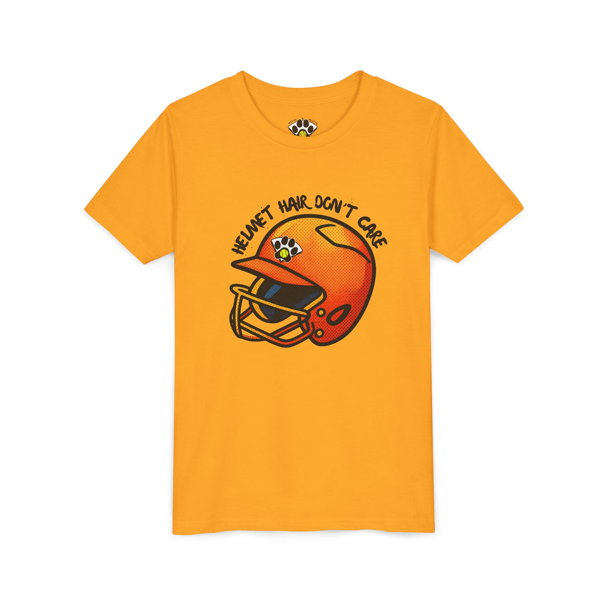 Youth Softball Helmet Hair Short Sleeve  Tee