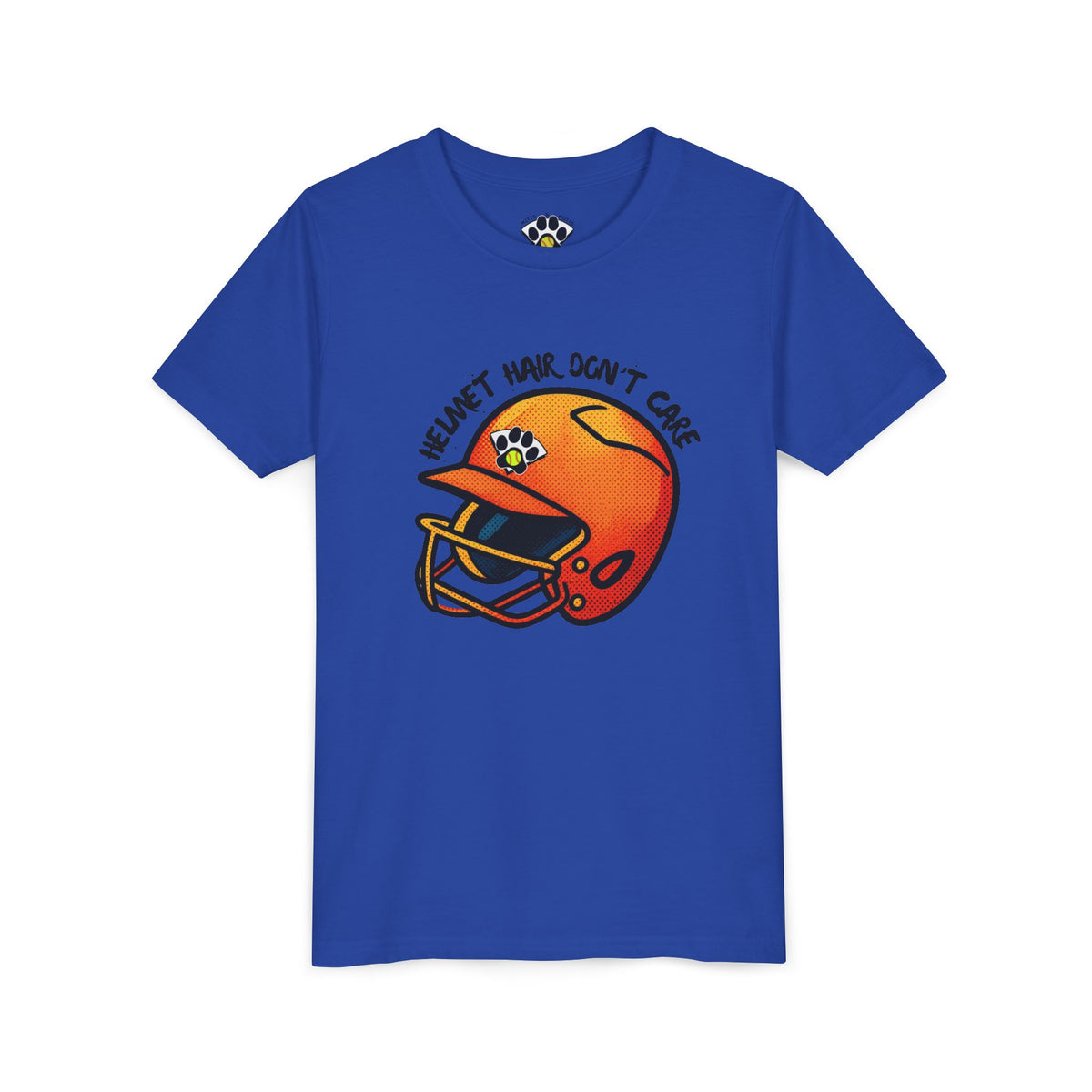 Youth Softball Helmet Hair Short Sleeve  Tee