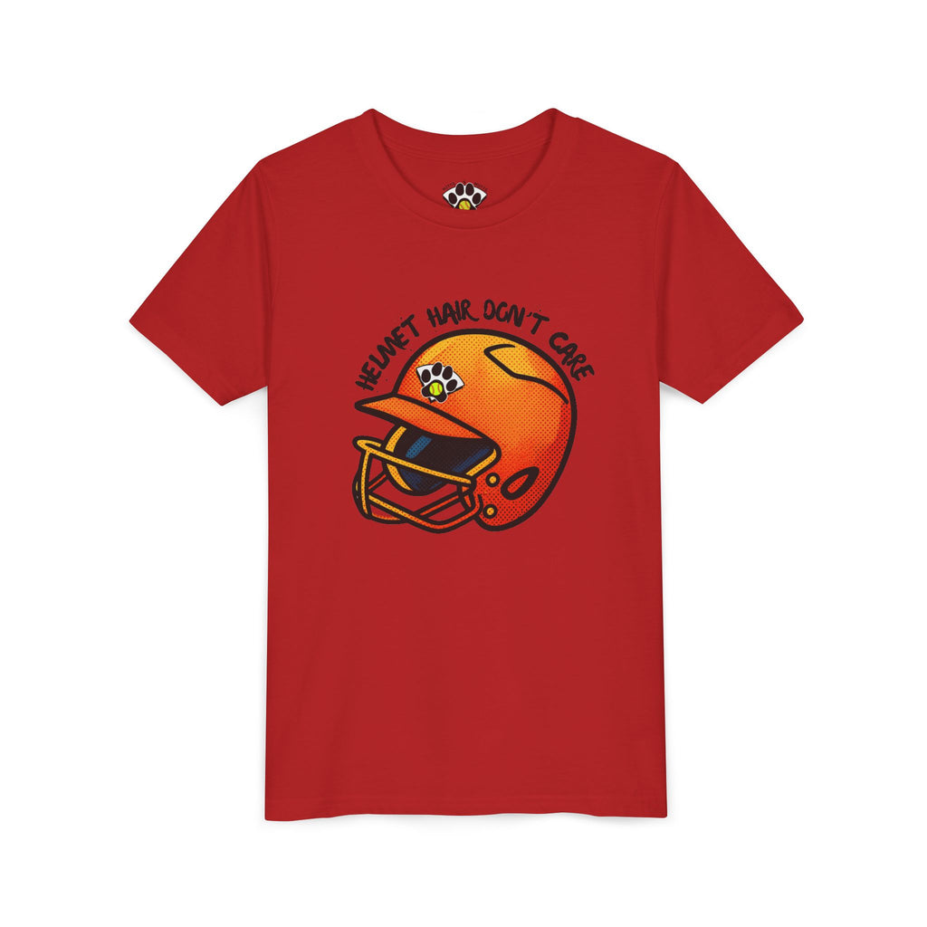 Youth Softball Helmet Hair Short Sleeve  Tee