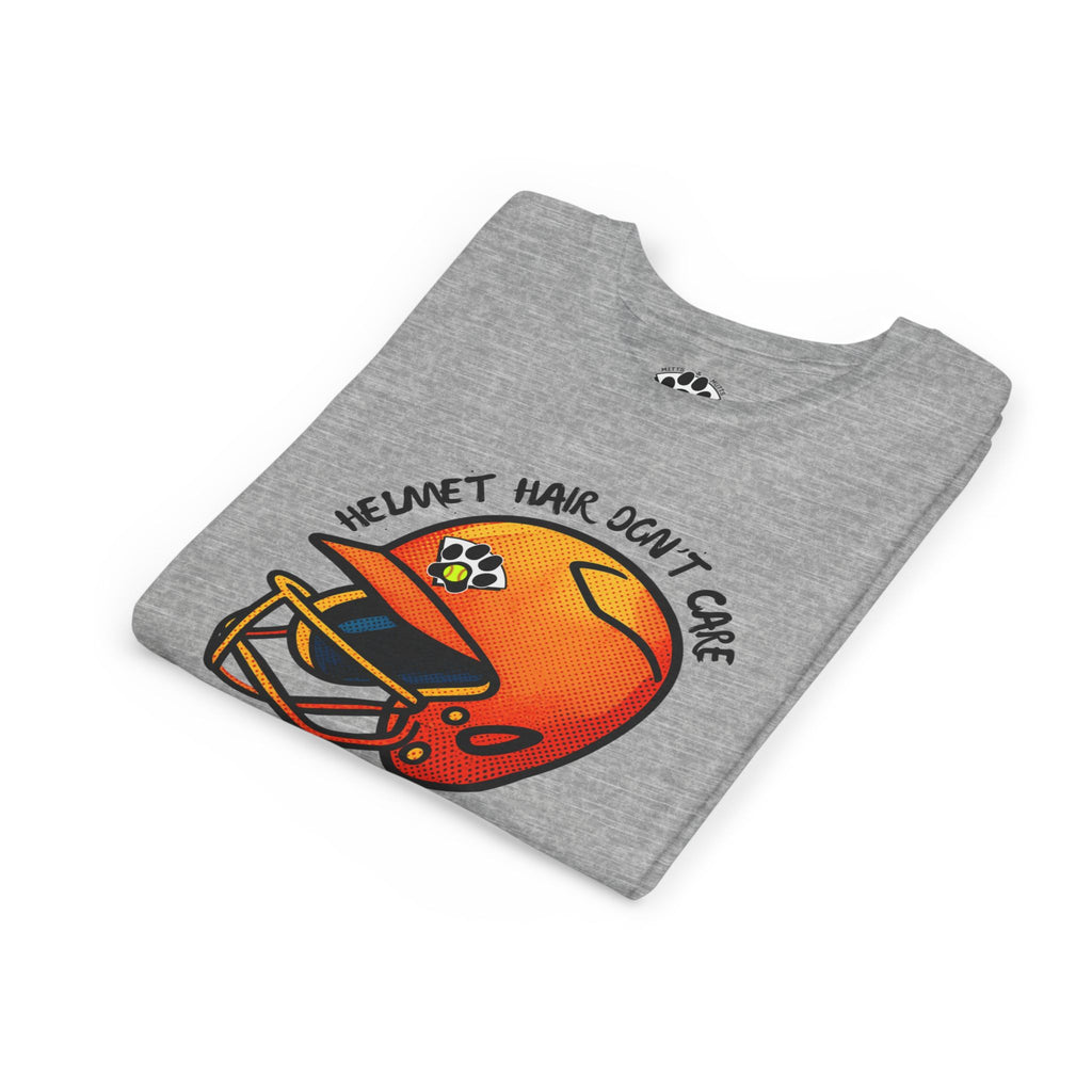 Youth Softball Helmet Hair Short Sleeve  Tee